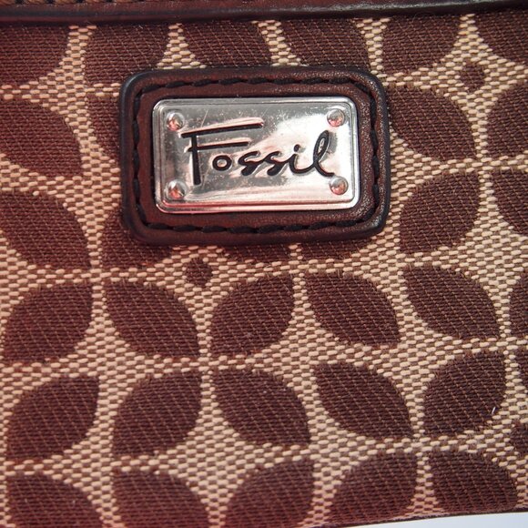 Fossil Signature Brown Zip Cardholder/Keychain, Y2k - Picture 3 of 15